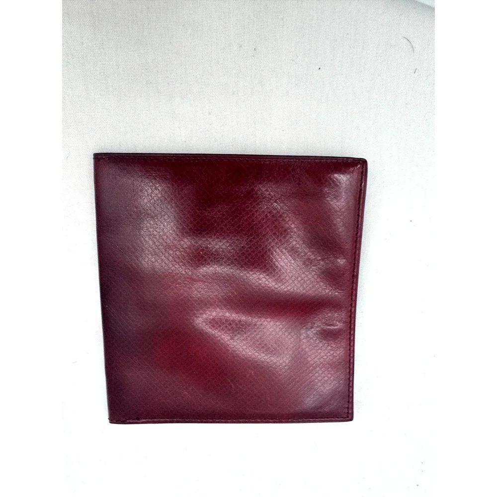 Vintage Bottega Veneta Bifold Burgundy Leather Wallet Stamped Embossed Print